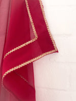 Gold Trim Maroon Dupatta