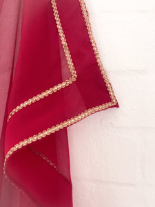 Gold Trim Maroon Dupatta