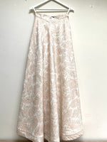 Pink and cream leaf brocade lehenga skirt