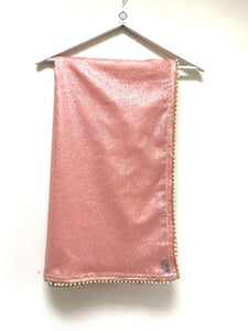 Pink sequin dupatta with beaded trim