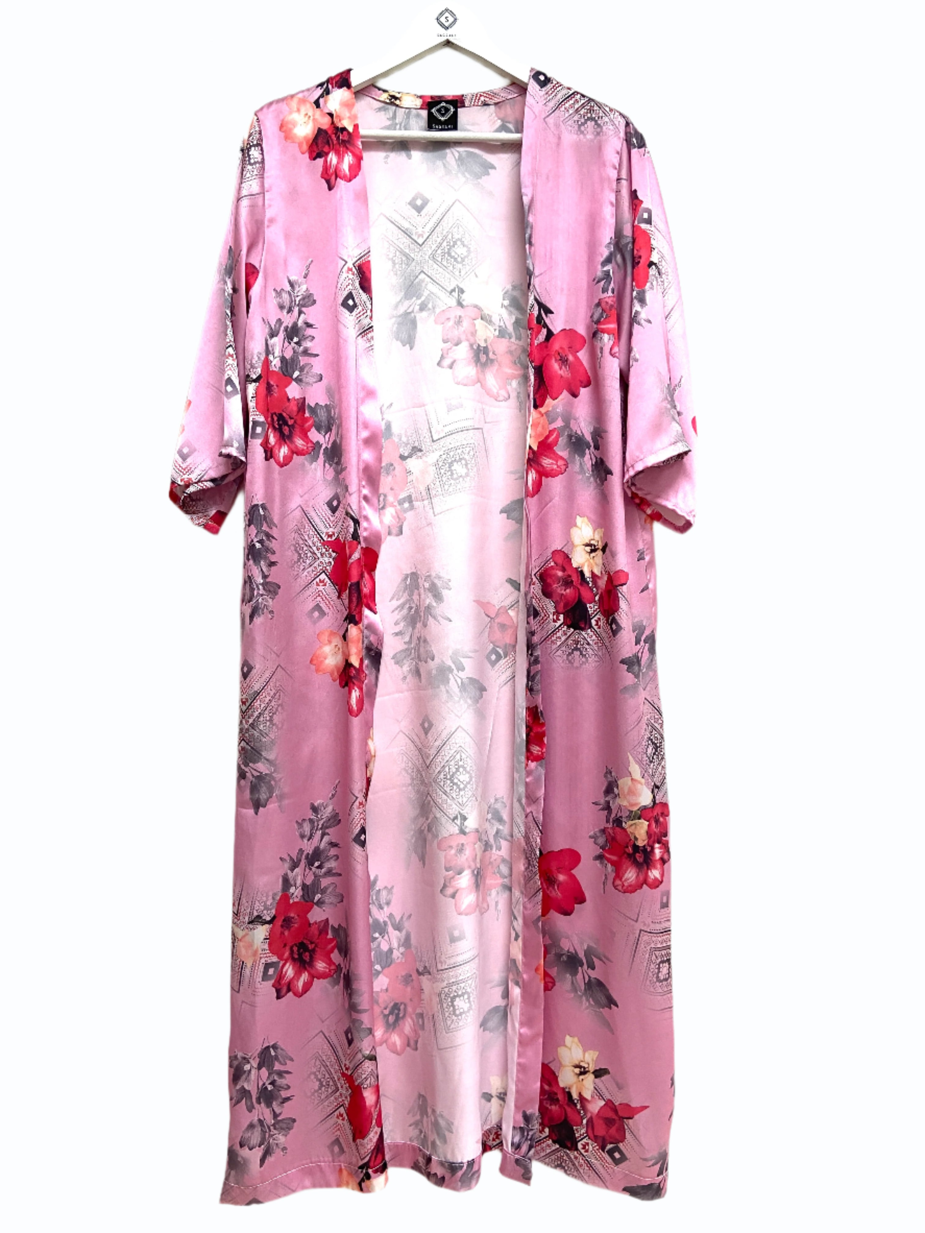 Pink floral kimono