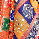 Silk jacquard mirror dupatta with bandhaj work - Orange