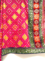 Silk jacquard bandhej mirror dupatta - Pink