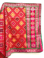 Silk jacquard bandhej mirror dupatta - Red