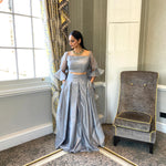 Grey organza lehenga set with choice of dupatta