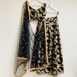Black and gold sequin spot dupatta