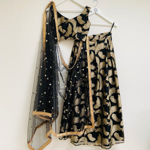 Black and gold sequin spot dupatta