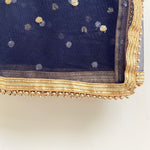 Navy and gold sequin dot dupatta