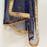 Navy and gold sequin dot dupatta