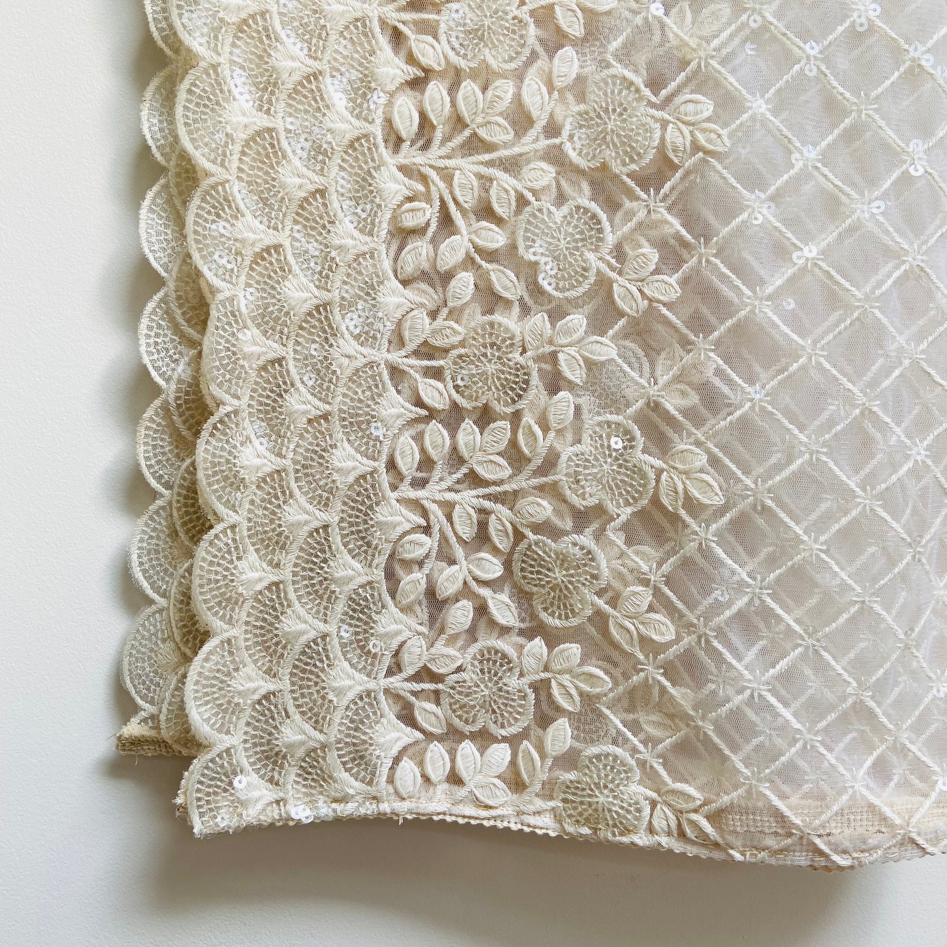 Embroidered sequin fan dupatta