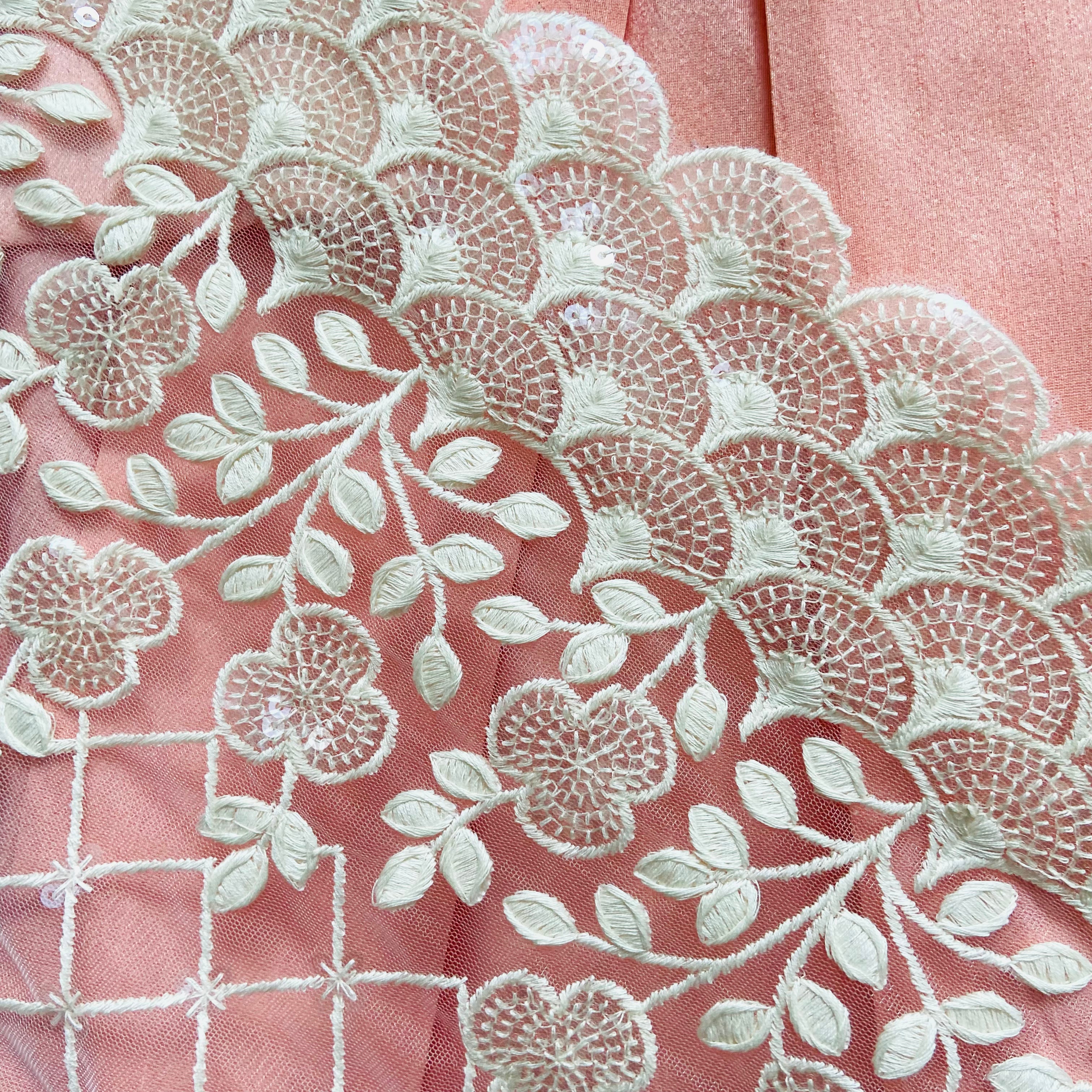 Embroidered sequin fan dupatta