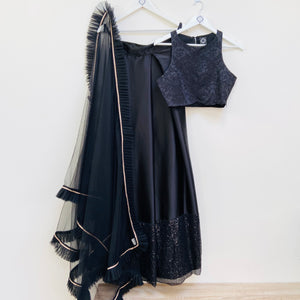 Black Lehenga set with choice of dupatta