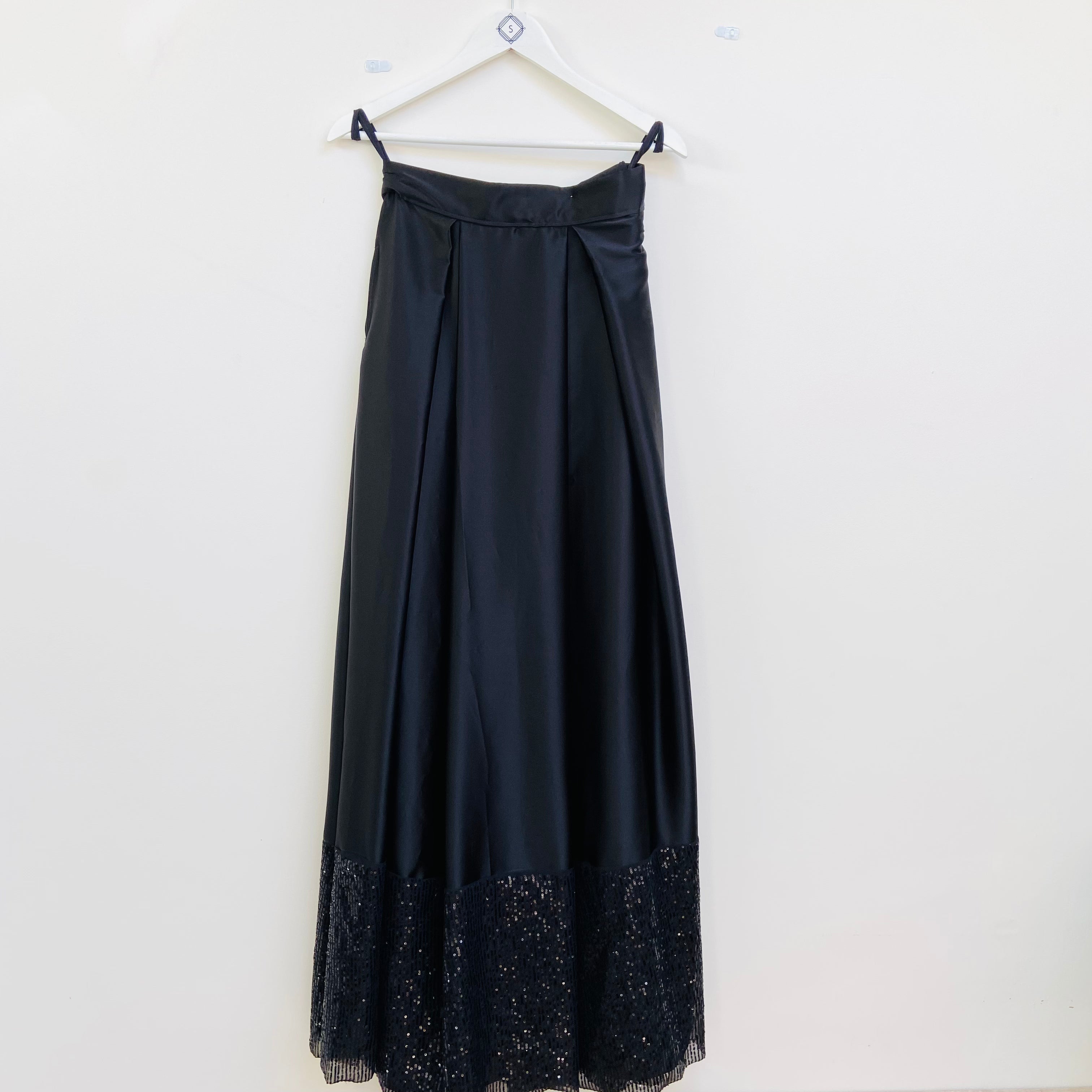 Black satin lehenga skirt