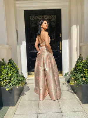 Gold and pink lehenga skirt
