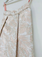 Pink and cream leaf brocade lehenga skirt