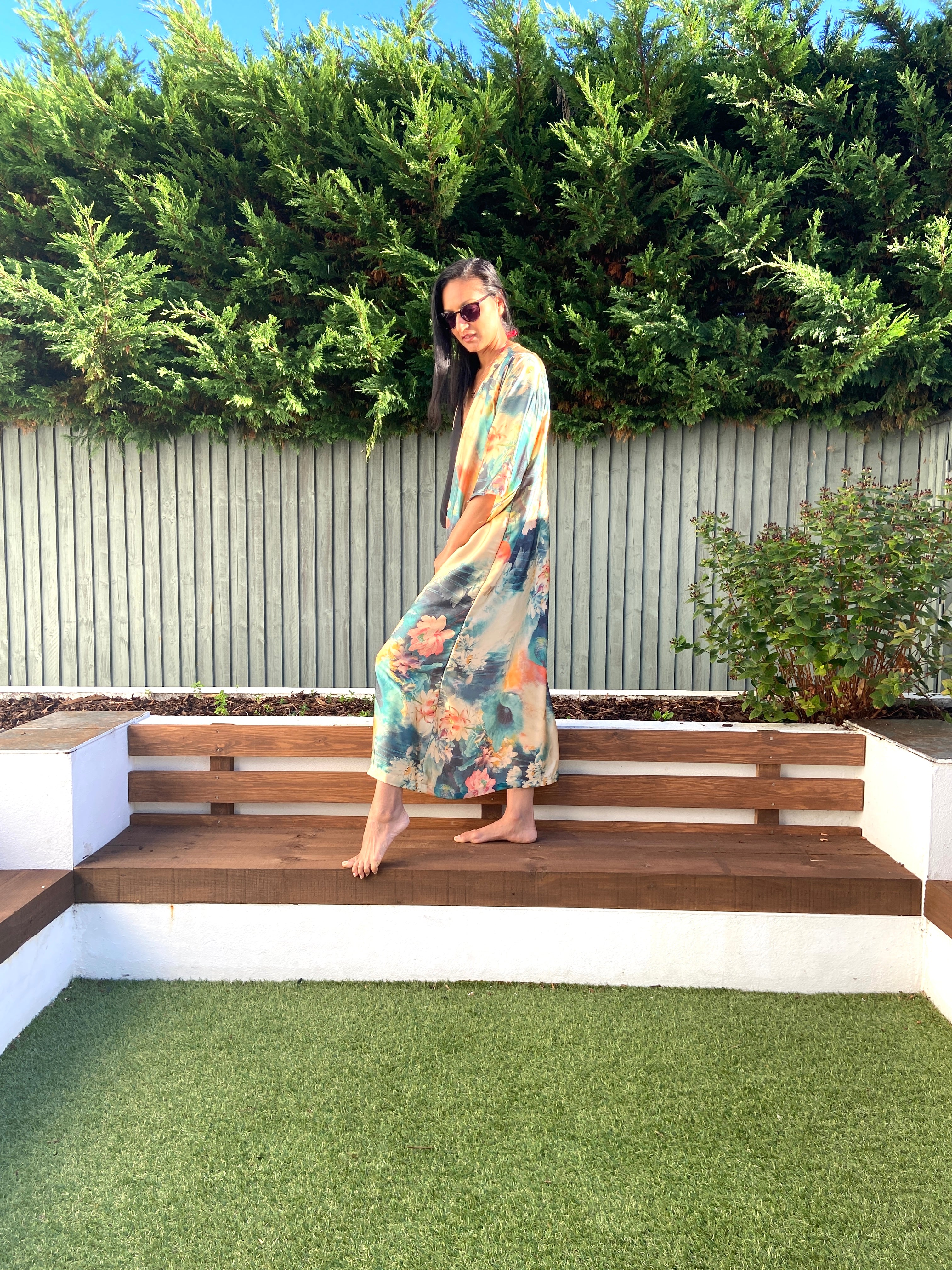 Green and gold kimono