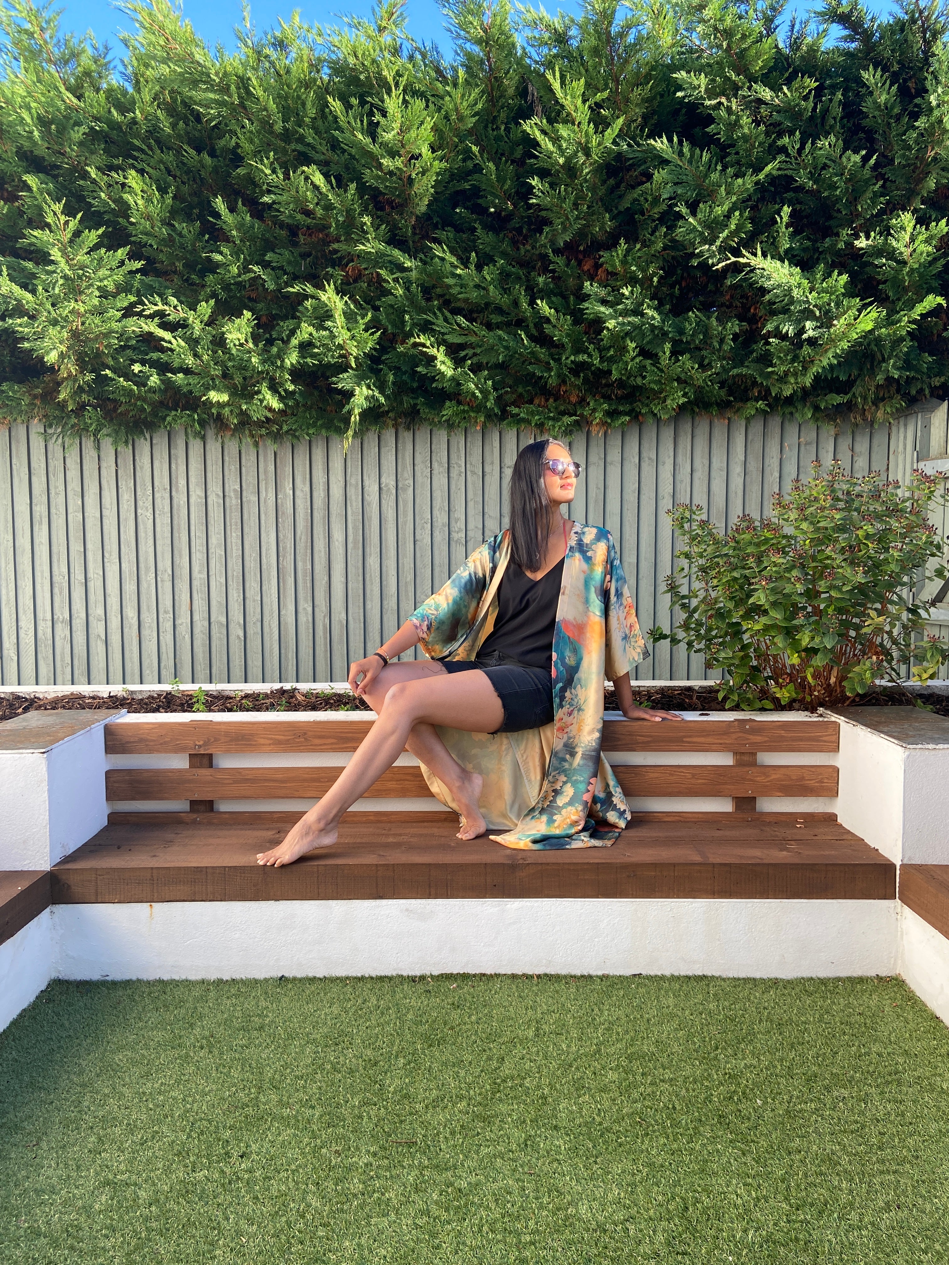 Green and gold kimono
