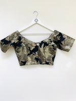 Textured Art black and gold bardot top