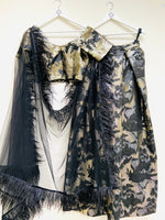 Textured Art black and gold bardot top