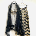 Art Deco fan black and gold lehenga skirt.