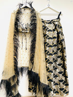 Art Deco fan black and gold lehenga skirt.