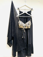 Black sequin art deco Lehenga set with choice of dupatta
