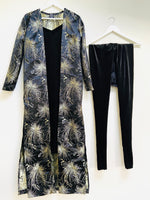 Black velvet suit and jacquard jacket set