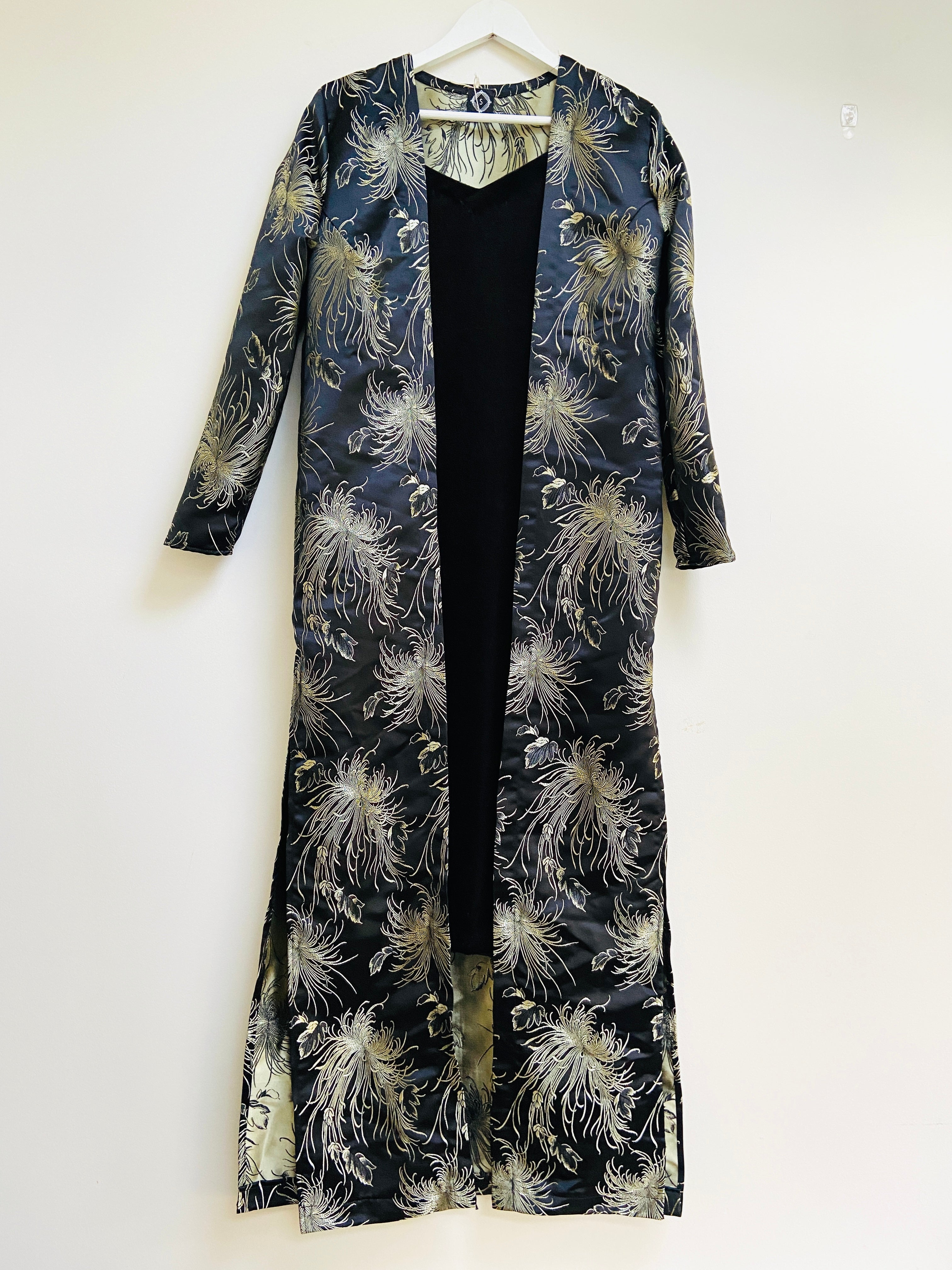 Black velvet suit and jacquard jacket set