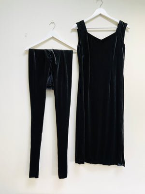 Black velvet suit and jacquard jacket set