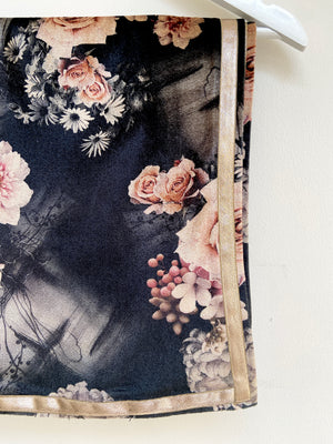 Black Floral velvet shawl