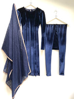 Navy diamond jaquard dupatta
