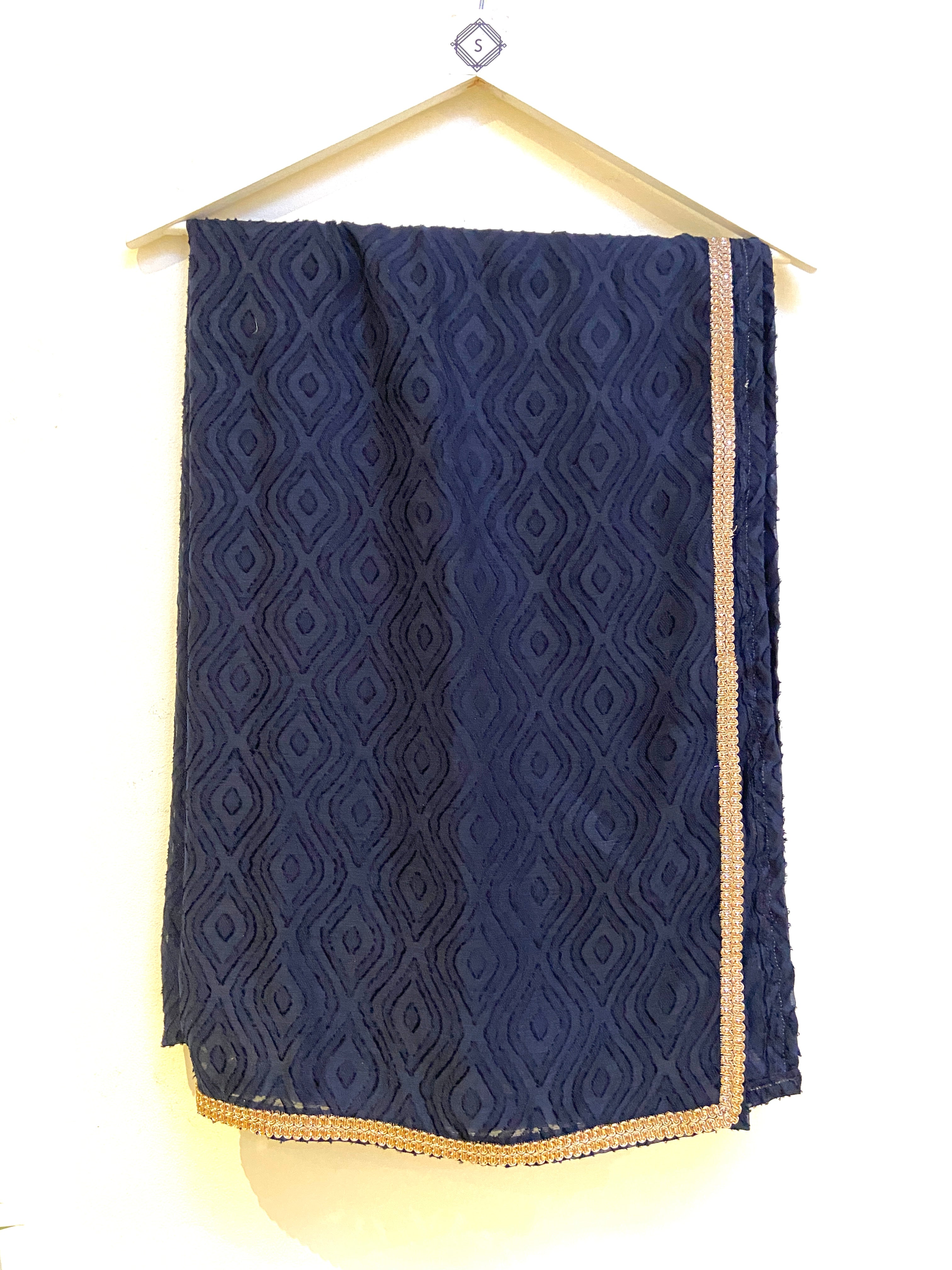 Navy diamond jaquard dupatta