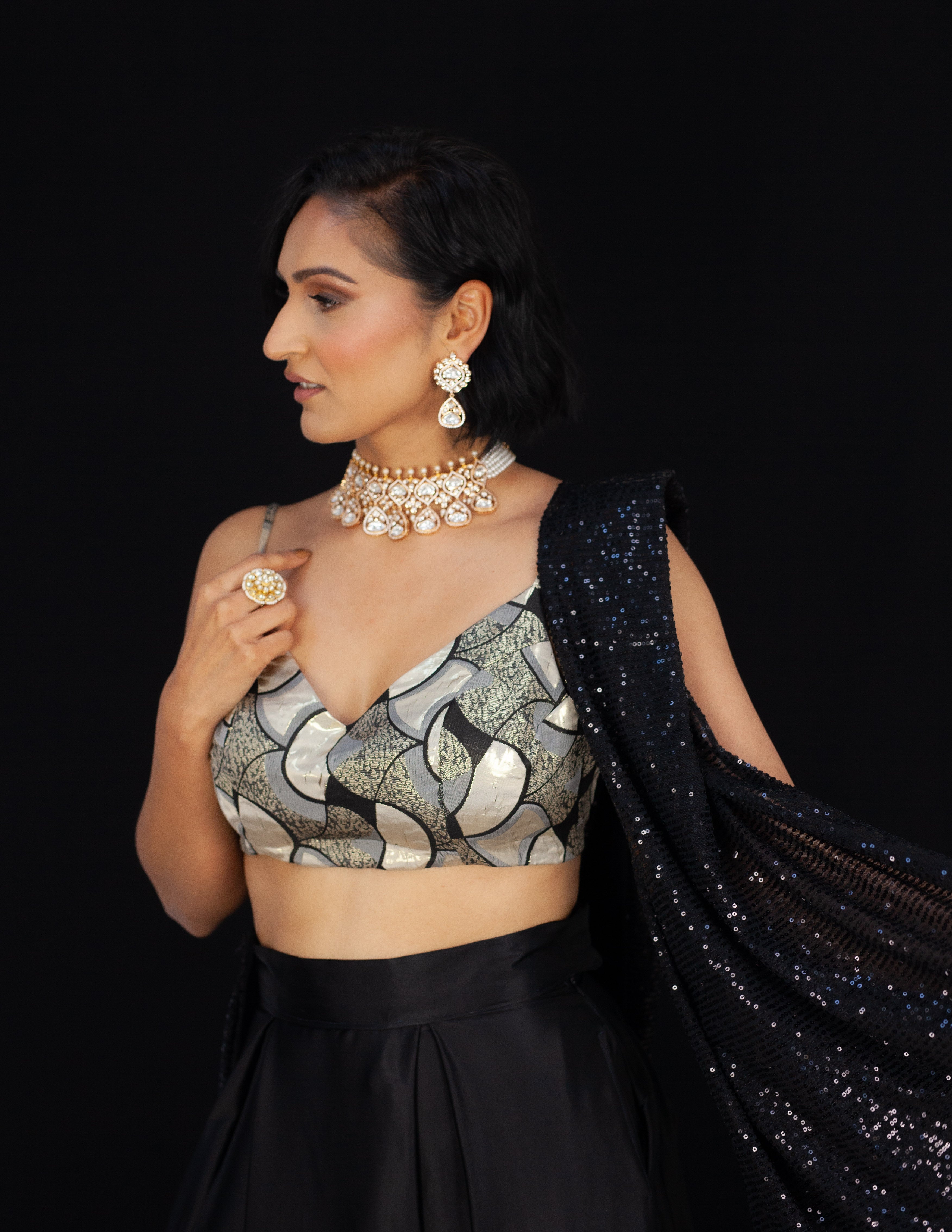 Art Deco fan strap crop top