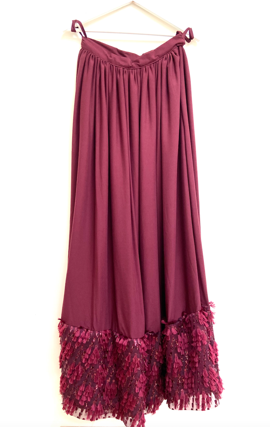 Plum jacquard trim lehenga skirt