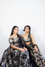 Textured Art black and gold lehenga skirt