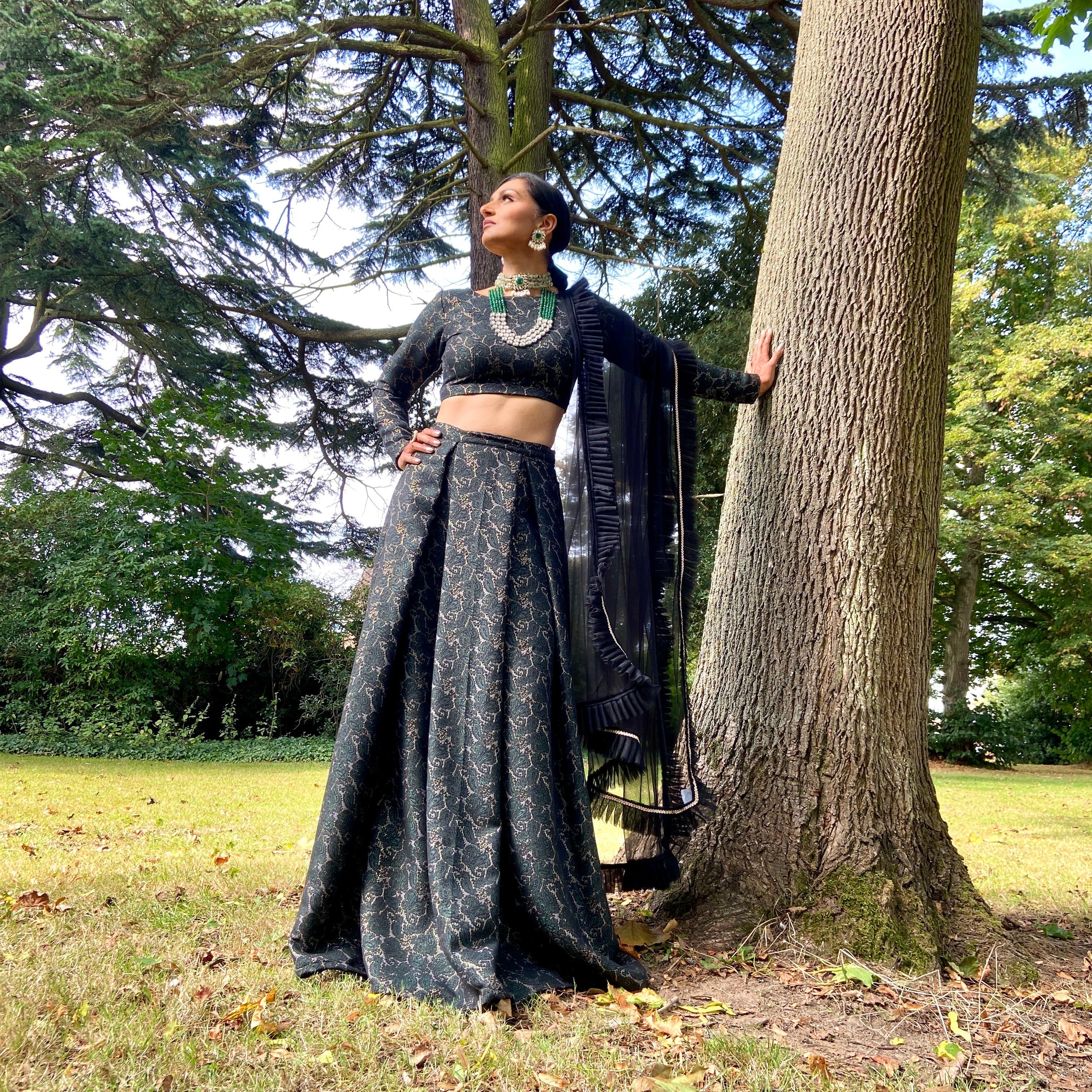 Green brocade skirt Sagrahi