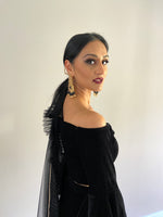 Velvet flute sleeve top