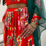 Red floral top and skirt set - Sample sale
