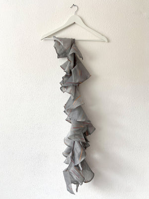 Grey organza ruffle dupatta