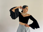Velvet flute sleeve top