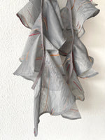 Grey organza ruffle dupatta