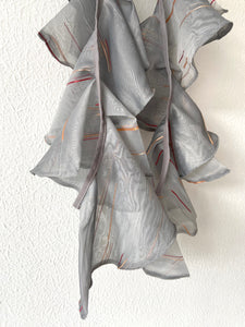 Grey organza ruffle dupatta