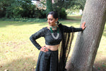 Green brocade top