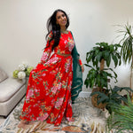 Red floral top and skirt set - Sample sale