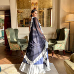 Navy pleat dupatta