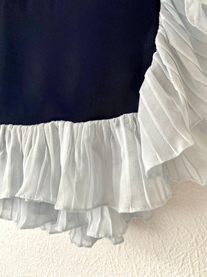 Navy pleat dupatta