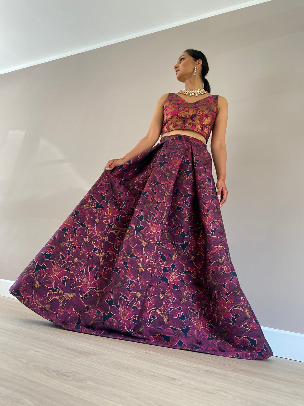 Flower brocade skirt