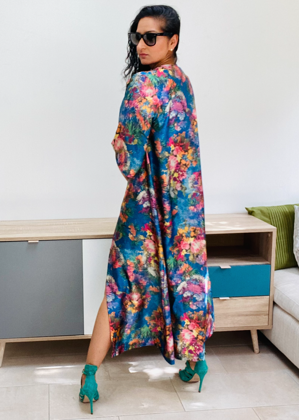 Blue floral kimono