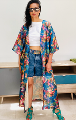 Blue floral kimono
